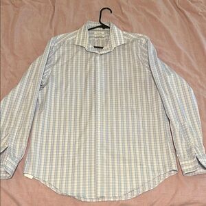 Calvin Klein Blue Dress Shirt with Classic Check Design